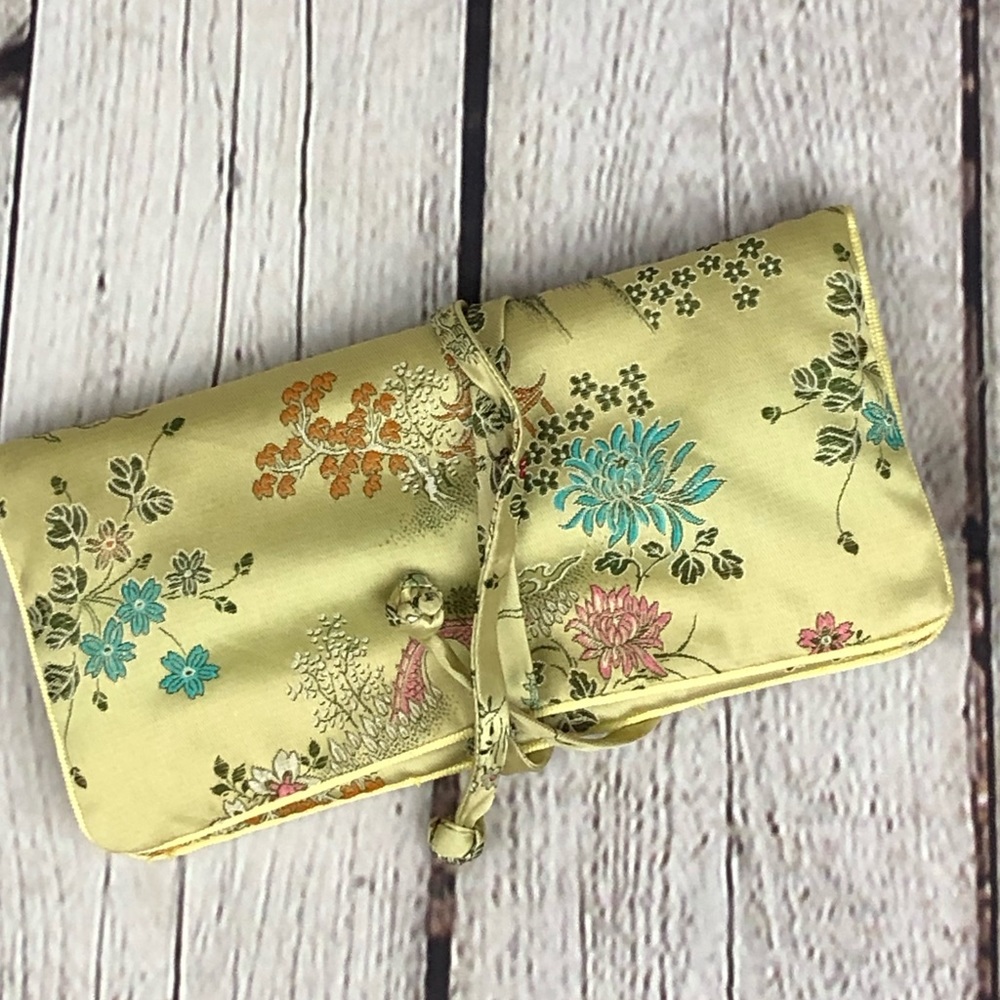 Silky Brocade Jewelry Travel Roll